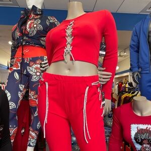 Stylish Red Bling 2 pc outfit Sz Med